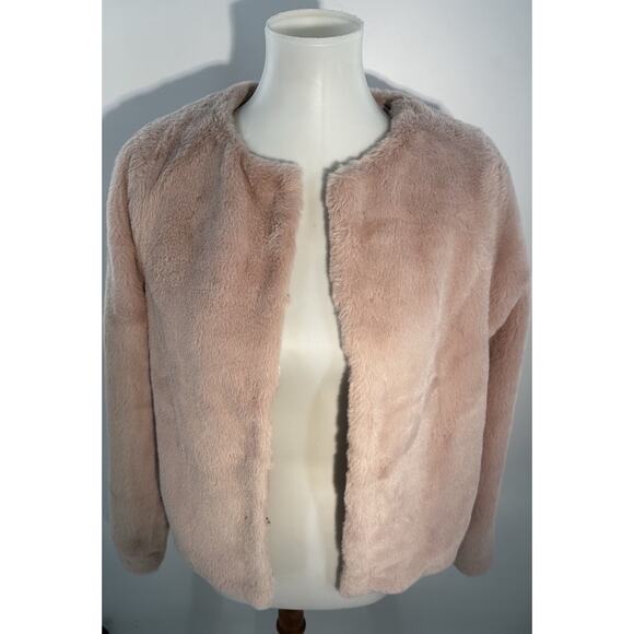 NWT H&M Divided Pink Faux Fur Jacket Women’s Small S Plush Soft Winter Coat Boho - Picture 2 of 6